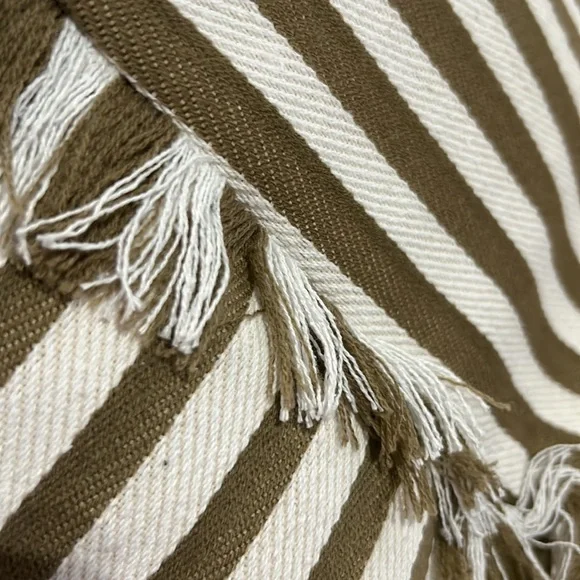 White & Dark beige striped tote with fringe. New from my boutique. - Picture 2 of 4